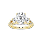 1.98 ctw Oval Lab-Grown Diamond Side Stone Engagement Ring in 14K Yellow Gold for Women | Colorless D, VVS1 Clarity, IGI Certified 1.50 ct Center Diamond