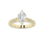 1.19 ctw Marquise Lab-Grown Diamond Twisted Band Engagement Ring in 14K Yellow Gold for Women | Colorless E, VS1 Clarity, IGI Certified 0.75 ct Center Diamond