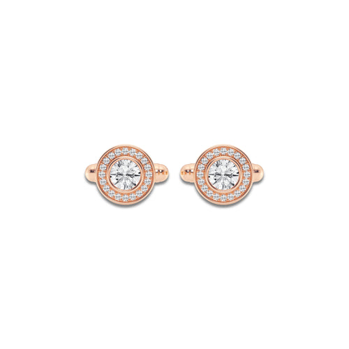 2 2/5 ctw Round Lab Grown Diamond Halo Cufflinks 14K Rose Gold, E, VS1