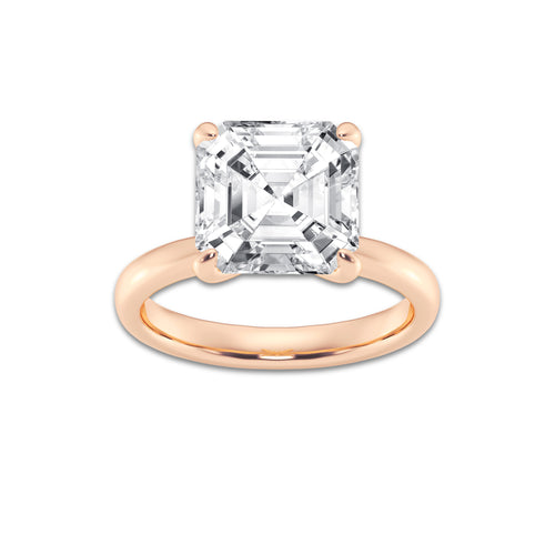 5.00 ctw Asscher Lab-Grown Diamond Solitaire Engagement Ring in 14K Rose Gold for Women | Colorless D, VVS1 Clarity, IGI Certified