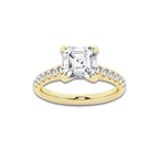 2.90 ctw Asscher Lab-Grown Diamond Pave Engagement Ring in 14K Yellow Gold for Women | D Color, VVS1 Clarity, IGI Certified 2.50 ct Center Diamond