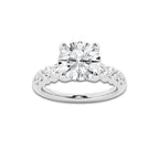2.54 Ct Round Lab-Grown Diamond Half Eternity Engagement Ring in Platinum for Female, Colorless (E), VS1 Clarity | IGI Certified, 2.00 Ct Center Diamond