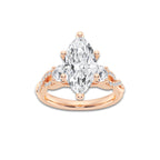 3.60 ctw Marquise Lab-Grown Diamond Side Stone Engagement Ring in 14K Rose Gold for Women | Colorless D, VVS1 Clarity, IGI Certified 3.00 ct Center Diamond