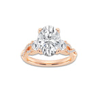 3.60 ctw Oval Lab-Grown Diamond Side Stone Engagement Ring in 14K Rose Gold for Women | Colorless D, VVS1 Clarity, IGI Certified 3.00 ct Center Diamond