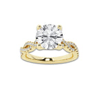 2.73 ctw Round Lab-Grown Diamond Twisted Shank Engagement Ring in 14K Yellow Gold for Women | D Color, VVS1 Clarity, IGI Certified 2.50 ct Center Diamond