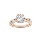 Paso 2 1/2 ctw Elongated Cushion Lab Grown Diamond Twist Marquise Side Stone Engagement Ring 14K Rose Gold, D, VVS | IGI Certified, 2 ct Center