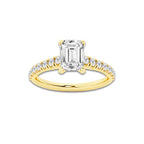 1.39 ctw Emerald Lab-Grown Diamond Pave Engagement Ring in 14K Yellow Gold for Women | D Color, VVS1 Clarity, IGI Certified 1.00 ct Center Diamond