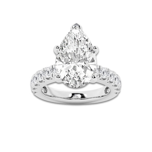 7.00 ctw Pear Lab-Grown Diamond Split-Prong Set Side Stone Engagement Ring in 14K White Gold for Women | Colorless D, VVS1 Clarity, IGI Certified 6.00 ct Center Diamond
