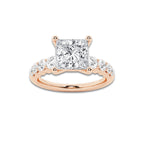 2.04 Ct Princess Lab-Grown Diamond Half Eternity Engagement Ring in 14K Rose Gold for Female, Colorless (D), VVS1 Clarity | IGI Certified, 1.50 Ct Center Diamond
