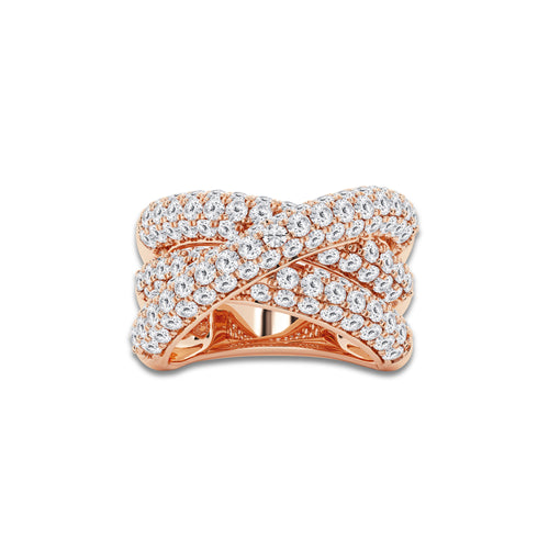 Rhythm 3 1/2 ctw Round Lab Grown Diamond Pave Crossover Band 14K Rose Gold, DE, VS1