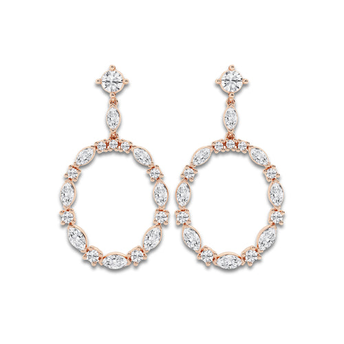 3 ctw Marquise Lab Grown Diamond Drop Earrings 14K Rose Gold, DE, VS1