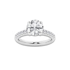 2.90 ctw Round Lab-Grown Diamond Pave Engagement Ring in 14K White Gold for Women | E Color, VS1 Clarity, IGI Certified 2.50 ct Center Diamond