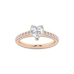 1.39 ctw Heart Lab-Grown Diamond Pave Engagement Ring in 14K Rose Gold for Women | E Color, VS1 Clarity, IGI Certified 1.00 ct Center Diamond