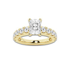 2.00 ctw Radiant Lab-Grown Diamond Split-Prong Set Side Stone Engagement Ring in 14K Yellow Gold for Women | Colorless D, VVS1 Clarity, IGI Certified 1.00 ct Center Diamond