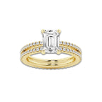 2.69 ctw Emerald Lab-Grown Diamond Double Row Diamond Engagement Ring in 14K Yellow Gold for Women | Colorless D, VVS1 Clarity, IGI Certified 2.00 ct Center Diamond