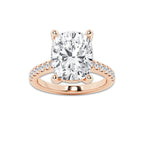 7.46 ctw Elongated Cushion Lab-Grown Diamond Hidden Halo Side Stone Engagement Ring in 18K Rose Gold for Women | Colorless D, VVS1 Clarity, IGI Certified 7.00 ct Center Diamond