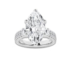7.96 ctw Marquise Lab-Grown Diamond Three Stone Double Row Engagement Ring in 14K White Gold for Women | E Color, VS1 Clarity, IGI Certified 7.00 ct Center Diamond