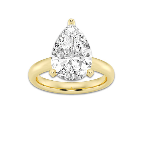 5.00 ctw Pear Lab-Grown Diamond Minimalist Engagement Ring in 14K Yellow Gold for Women | D Color, VVS1 Clarity, IGI Certified