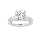 2.04 Ct Cushion Lab-Grown Diamond Half Eternity Engagement Ring in 14K White Gold for Female, Colorless (D), VVS1 Clarity | IGI Certified, 1.50 Ct Center Diamond