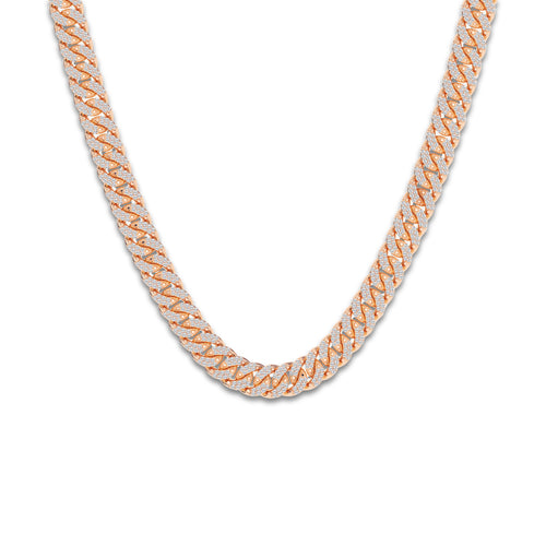 7 1/3 ctw Round Lab Grown Diamond Cuban Link Necklace 14K Rose Gold, DE, VS1