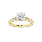 1.39 ctw Cushion Lab-Grown Diamond Pave Engagement Ring in 14K Yellow Gold for Women | E Color, VS1 Clarity, IGI Certified 1.00 ct Center Diamond