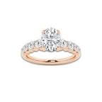 1.54 ctw Oval Lab-Grown Diamond Side Stone Engagement Ring in 14K Rose Gold for Women | Colorless D, VVS1 Clarity, IGI Certified 1.00 Ct Center Diamond