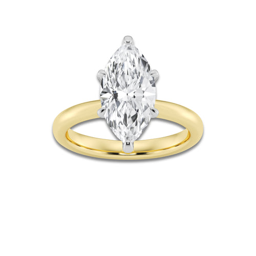 3.00 ctw Marquise Lab-Grown Diamond Solitaire Engagement Ring in 14K White Gold And Yellow Gold for Women | Colorless D, VVS1 Clarity, IGI Certified