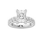 2.50 ctw Radiant Lab-Grown Diamond Split-Prong Set Side Stone Engagement Ring in 14K White Gold for Women | Colorless E, VS1 Clarity, IGI Certified 1.50 ct Center Diamond