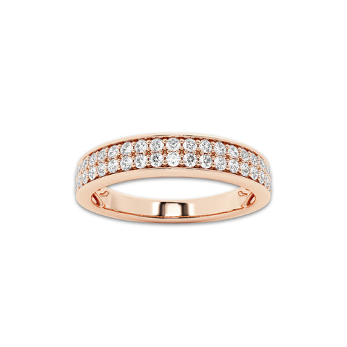Bonnie 3/8 ctw Round Lab Grown Diamond Double Row Wedding Band 14K Rose Gold, DE, VS1