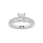 1.46 ctw Elongated Cushion Lab-Grown Diamond Three Stone Double Row Engagement Ring in Platinum for Women | E Color, VS1 Clarity, IGI Certified 0.75 ct Center Diamond