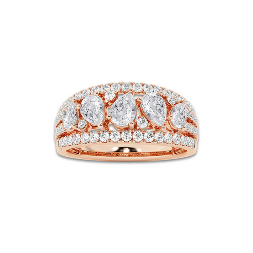 Serenade 1 1/2 ctw Pear and Round Lab Grown Diamond Alternating Band 14K Rose Gold, DE, VS1