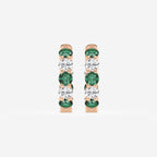 3.1 mm Round Created Emerald and 1 ctw Round Lab Grown Diamond Inside Out Hoop Earrings 14K Rose Gold
