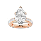 9.00 ctw Pear Lab-Grown Diamond Split-Prong Set Side Stone Engagement Ring in 14K Rose Gold for Women | Colorless D, VVS1 Clarity, IGI Certified 8.00 ct Center Diamond