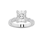 3.92 ctw Radiant Lab-Grown Diamond Twisted Band Engagement Ring in Platinum for Women | Colorless E, VS1 Clarity, IGI Certified 3.50 ct Center Diamond
