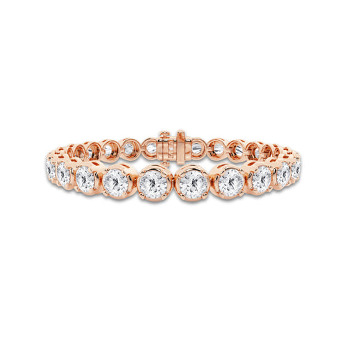 15 ctw Round Lab Grown Diamond Four Prong Tennis Bracelet -6.5 Inches 14K Rose Gold, DE, VS1