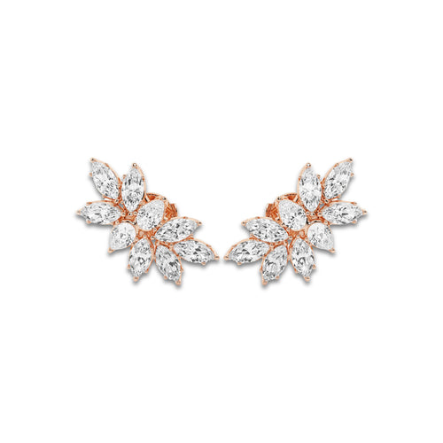 4 ctw Pear & Marquise Lab Grown Diamond Cluster Earrings 18K Rose Gold, DE, VS1