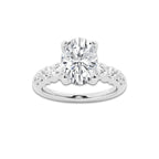2.04 ctw Oval Lab-Grown Diamond Side Stone Engagement Ring in Platinum for Women | Colorless D, VVS1 Clarity, IGI Certified 1.50 Ct Center Diamond