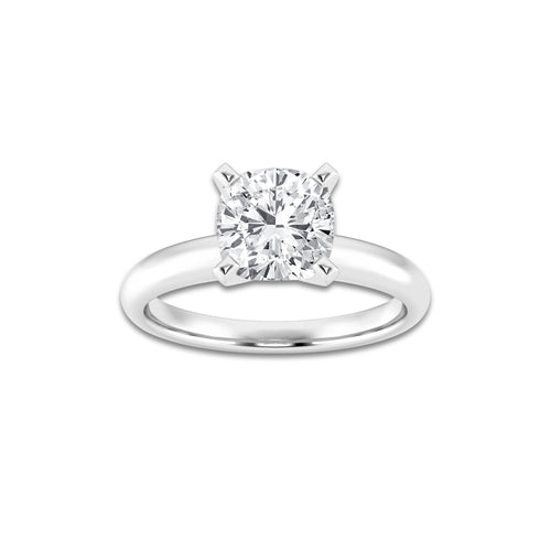 1.50 ctw Cushion Lab-Grown Diamond Minimalist Engagement Ring in Platinum for Women | E Color, VS1 Clarity, IGI Certified