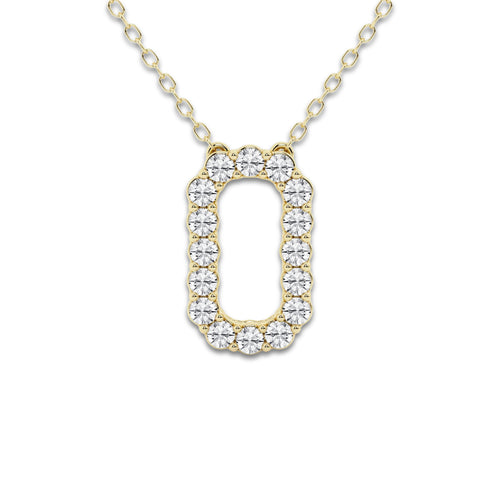 2/5 ctw Round Lab Grown Diamond Initial O Personalized Pendant 14K Yellow Gold, DE, VS1