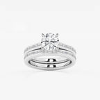 Synergy 2 1/4 ctw Round Lab Grown Diamond Baguette and Princess Side Stone Bridal Set 14K White Gold, E, VS1 | IGI Certified, 1 1/2 ct Center