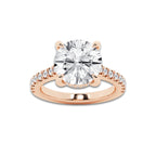 4.35 ctw Round Lab-Grown Diamond Hidden Halo Side Stone Engagement Ring in 18K Rose Gold for Women | Colorless D, VVS1 Clarity, IGI Certified 4.00 ct Center Diamond