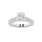 1.19 ctw Cushion Lab-Grown Diamond Twisted Band Engagement Ring in Platinum for Women | Colorless E, VS1 Clarity, IGI Certified 0.75 ct Center Diamond