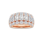 Vivace 5 ctw Emerald Lab Grown Diamond Three Row Band 18K Rose Gold, DE, VS1
