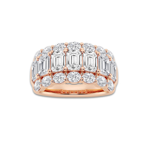 Vivace 5 ctw Emerald Lab Grown Diamond Three Row Band 18K Rose Gold, DE, VS1
