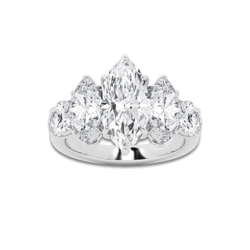 Evangeline 6 1/5 ctw Marquise Lab Grown Diamond Three-Stone Engagement Ring 18K White Gold, D, VVS | IGI Certified, 3 ct Center