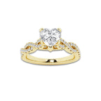 1.00 ctw Heart Lab-Grown Diamond Twisted Shank Engagement Ring in 14K Yellow Gold for Women | E Color, VS1 Clarity, Not Certified 0.75 ct Center Diamond