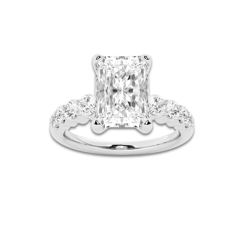 2.04 ctw Radiant Lab-Grown Diamond Side Stone Engagement Ring in Platinum for Women | Colorless E, VS1 Clarity, IGI Certified 1.50 Ct Center Diamond