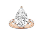 7.39 ctw Pear Lab-Grown Diamond Hidden Halo Side Stone Engagement Ring in 18K Rose Gold for Women | Colorless D, VVS1 Clarity, IGI Certified 7.00 ct Center Diamond