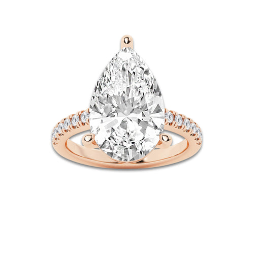 7.39 ctw Pear Lab-Grown Diamond Hidden Halo Side Stone Engagement Ring in 18K Rose Gold for Women | Colorless D, VVS1 Clarity, IGI Certified 7.00 ct Center Diamond