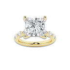 7.48 ctw Princess Lab-Grown Diamond Marquise Side Stone Engagement Ring in 14K Yellow Gold for Women | Colorless E, VS1 Clarity, IGI Certified 7.00 ct Center Diamond